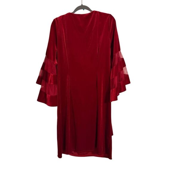 Brand New R&M Richard’s Faux Velvet Mother of the Bride Cocktail Red Dress 18W - Picture 4 of 16